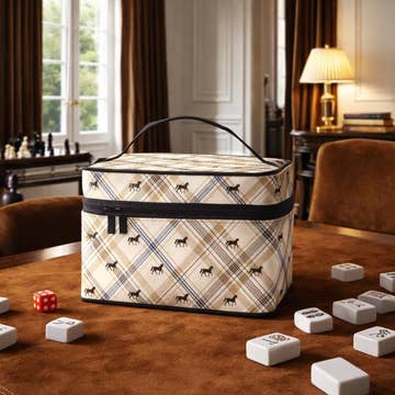 Equestrian Mahjong Tile Tote Plaid Horse Print