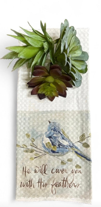 He Will Cover Tea Towel