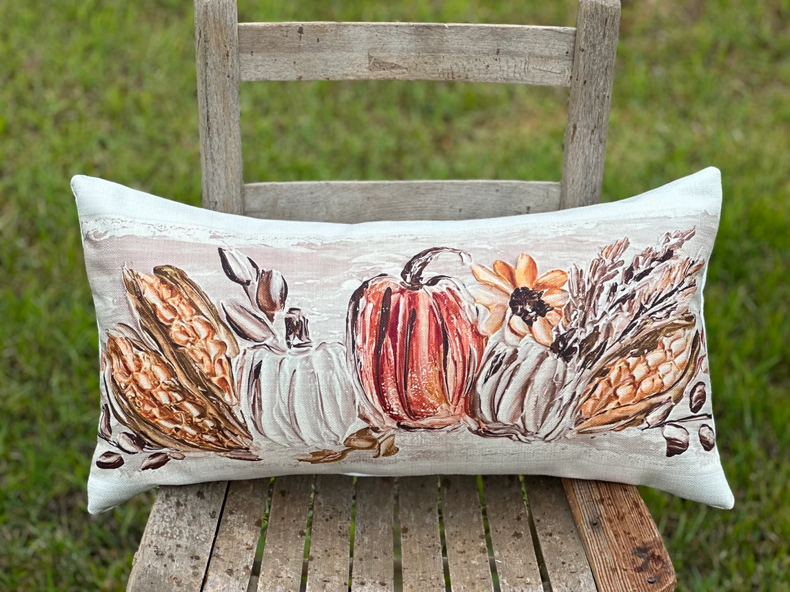 Corn & Pumpkin Lumbar Pillow