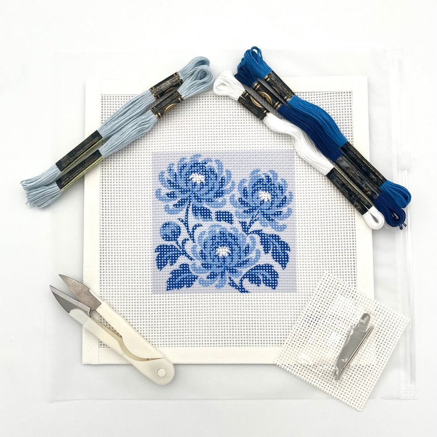 Chrysanthemum Botanical (Chinoiserie) Needlepoint Kit
