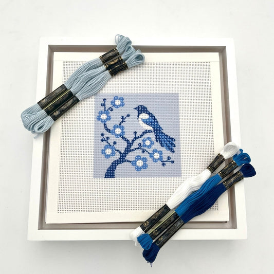 Magpie on Blossom (Chinoiserie) Needlepoint Kit