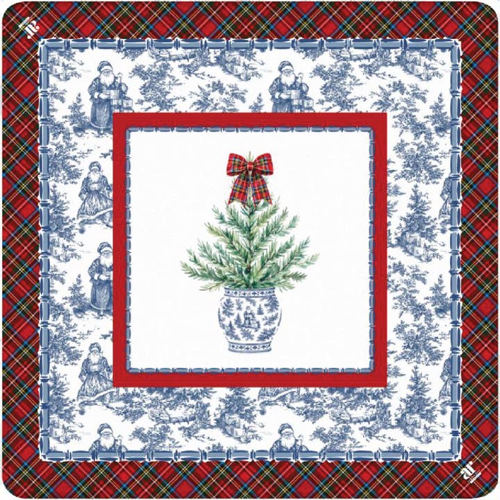 Anders Ruff Design Mahjong Mat - Neoprene Tartan Toile Mahjong Mat - Holiday Christmas