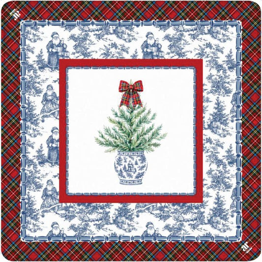 Anders Ruff Design Mahjong Mat - Neoprene Tartan Toile Mahjong Mat - Holiday Christmas