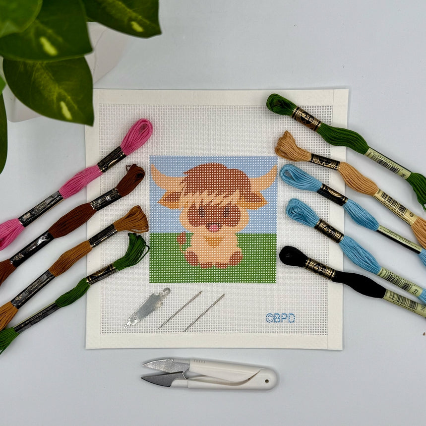 Highland Cow Needlepoint Kit