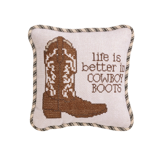 Boots Needlepoint Pillow