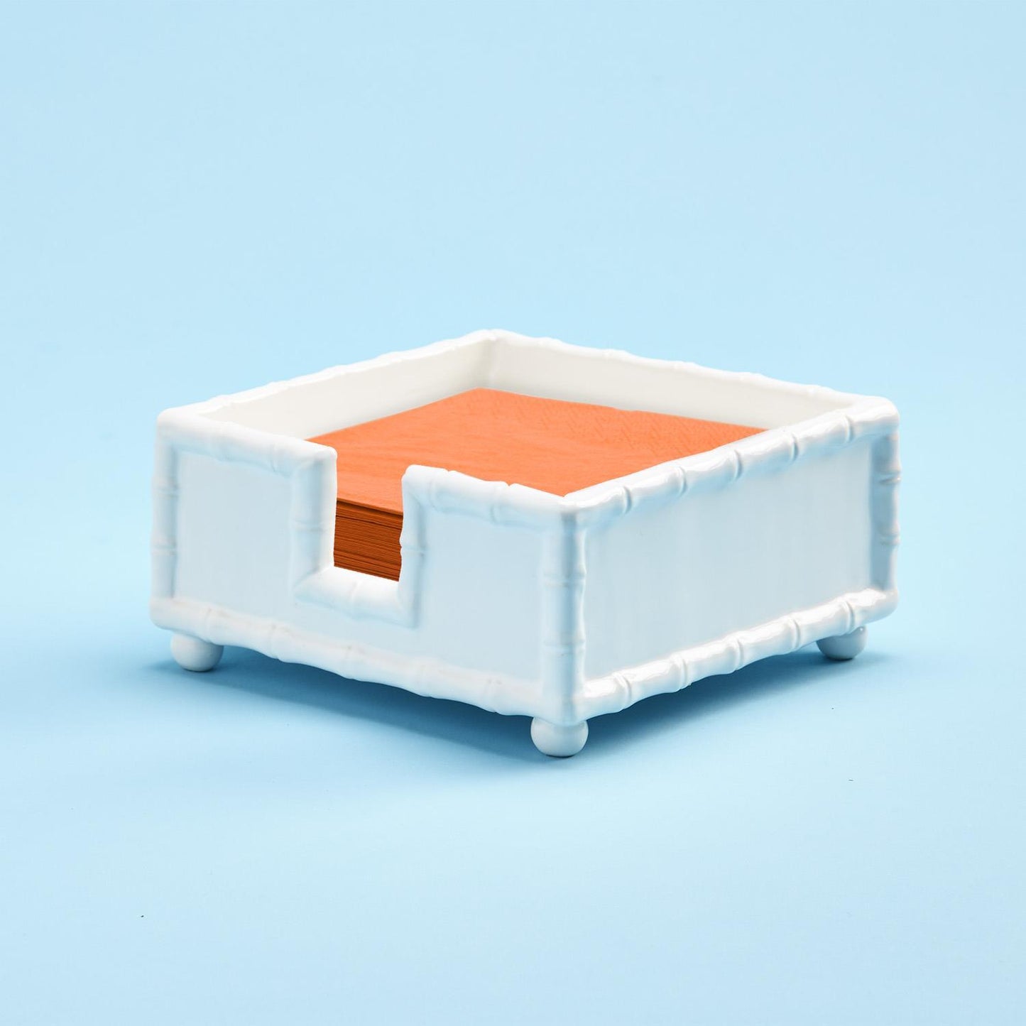 Faux Bamboo Napkin Caddy White