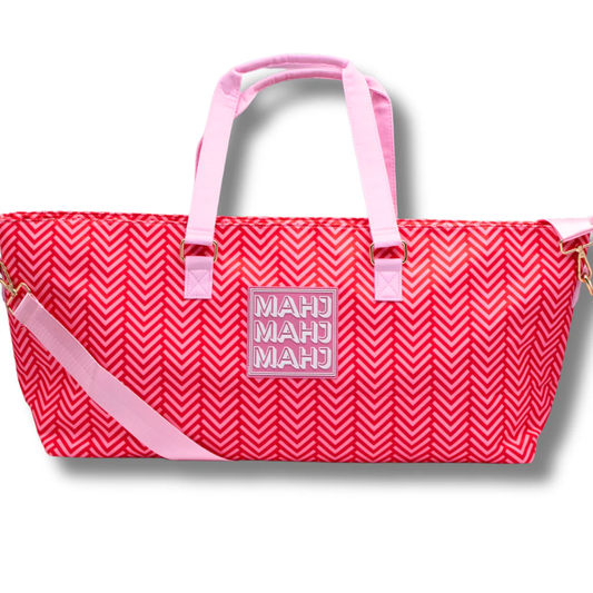 Mahjong Tote Bag - Arrow - Pink & Red