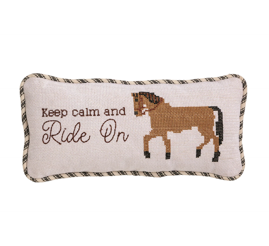 Ride On Needlepoint Pillow