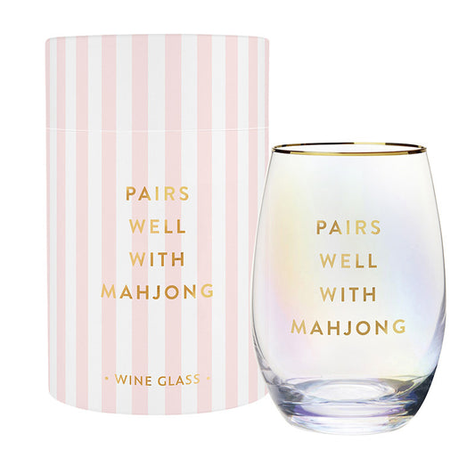 Stemless Wine Glass - Pairs well Mahj