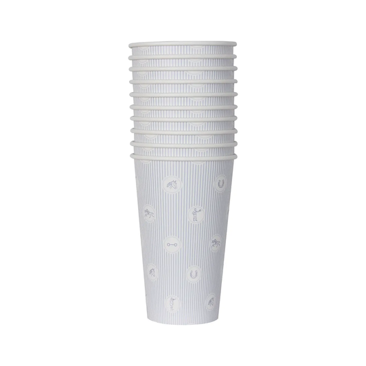 Blue Stripe Derby Icon Paper Cups set 10