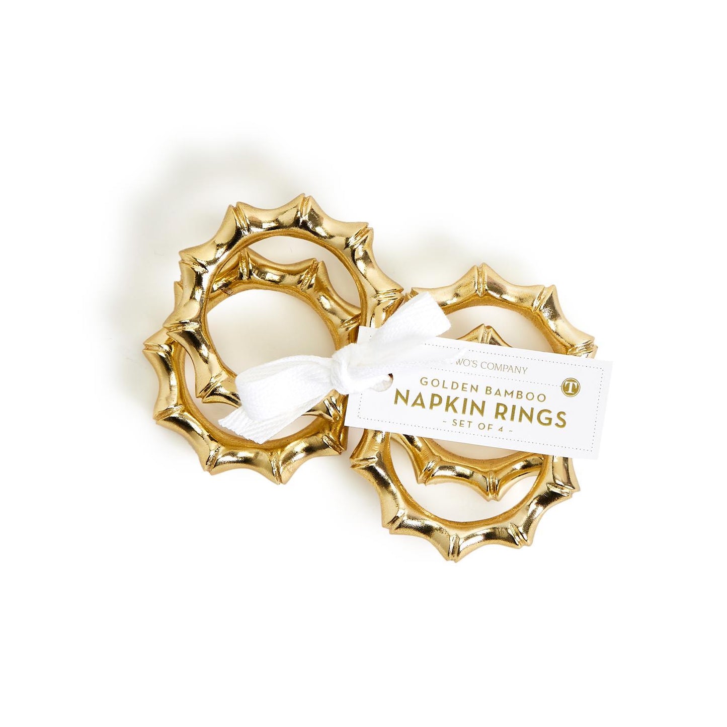 Set of 4 Gold Bamboo Napkin Rings