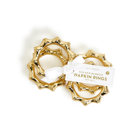 Set of 4 Gold Bamboo Napkin Rings
