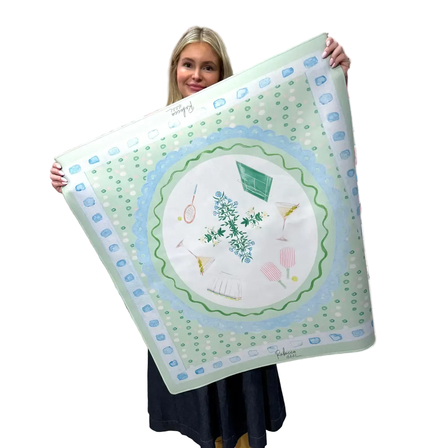 Rebecca Illustrated Mahjong Mat - Pickle Ball