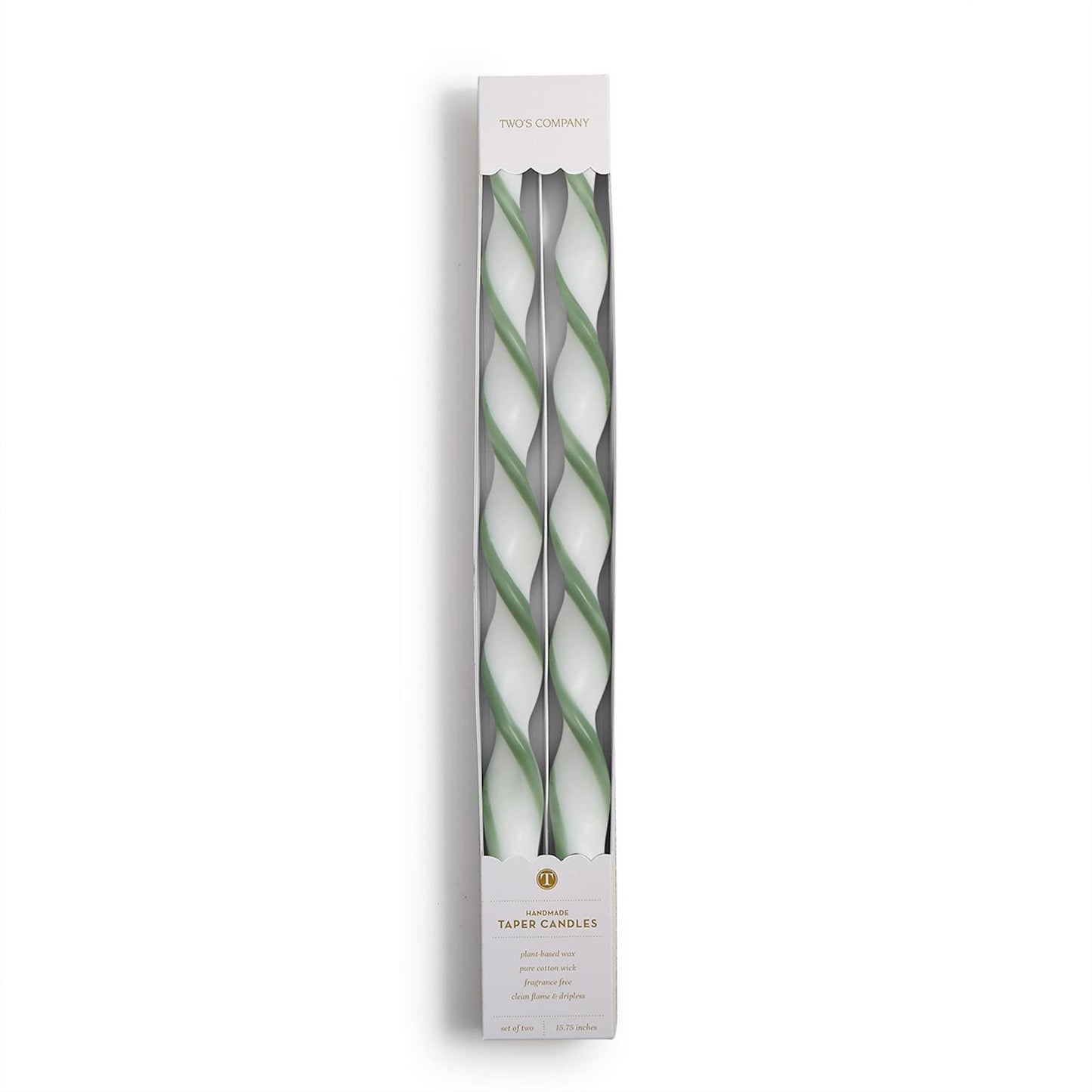 Green Ribbon Twist Taper Candles