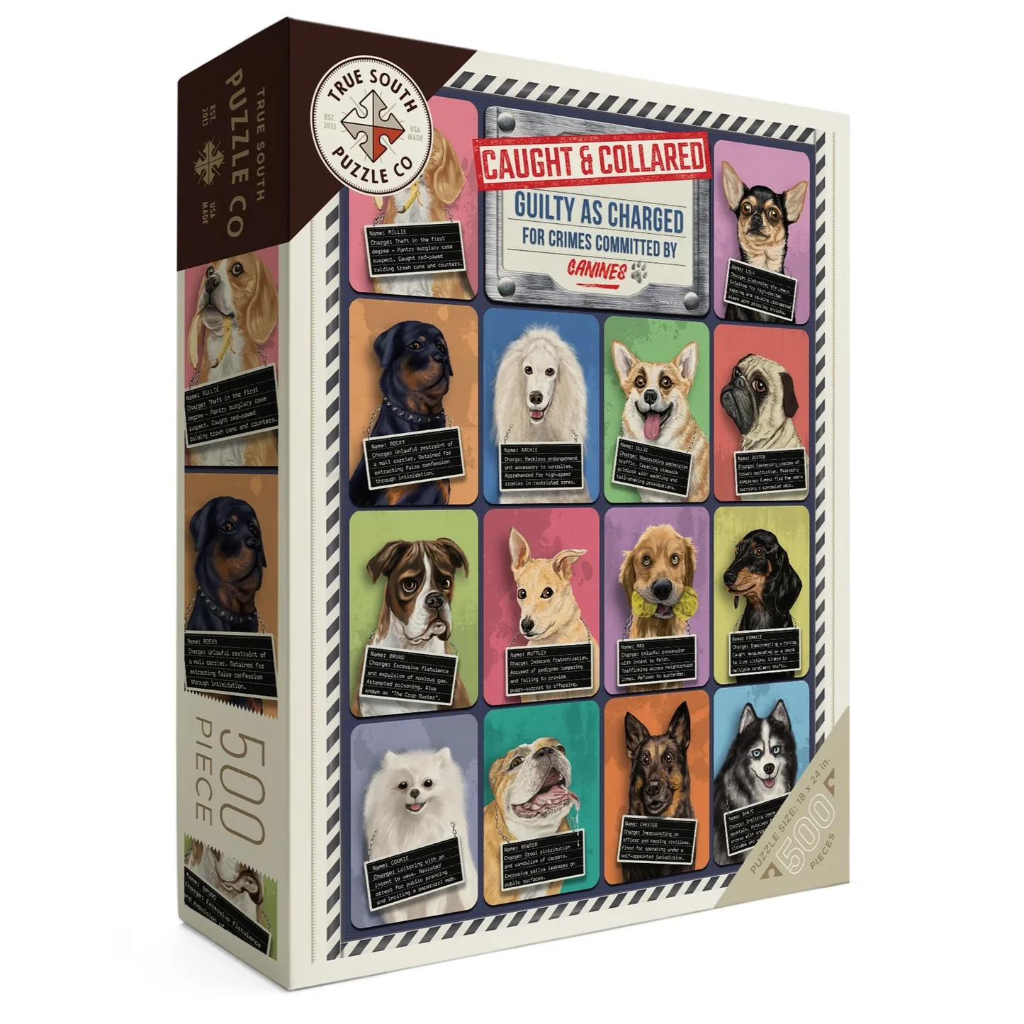 500 Piece Puzzle -- Caught & Collared Dogs