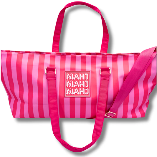 Mahjong Tote Bag - Stripes - Pink & Red