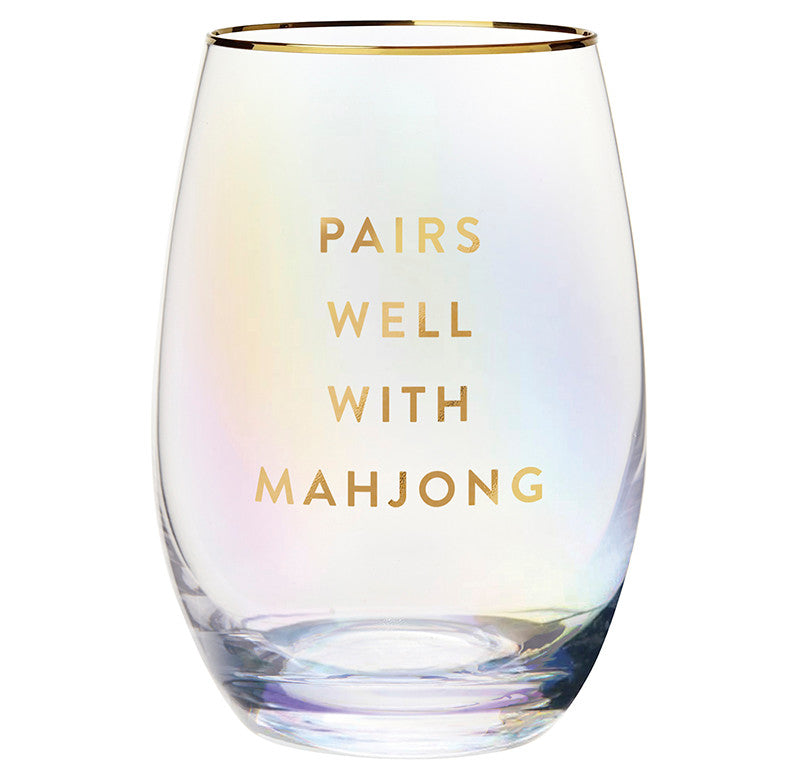 Stemless Wine Glass - Pairs well Mahj
