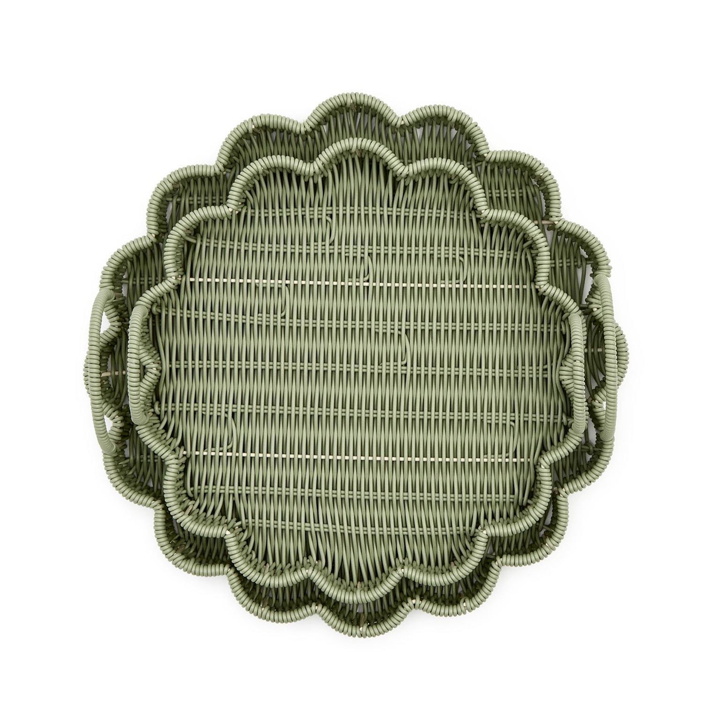 Round Scalloped Tray Large Green