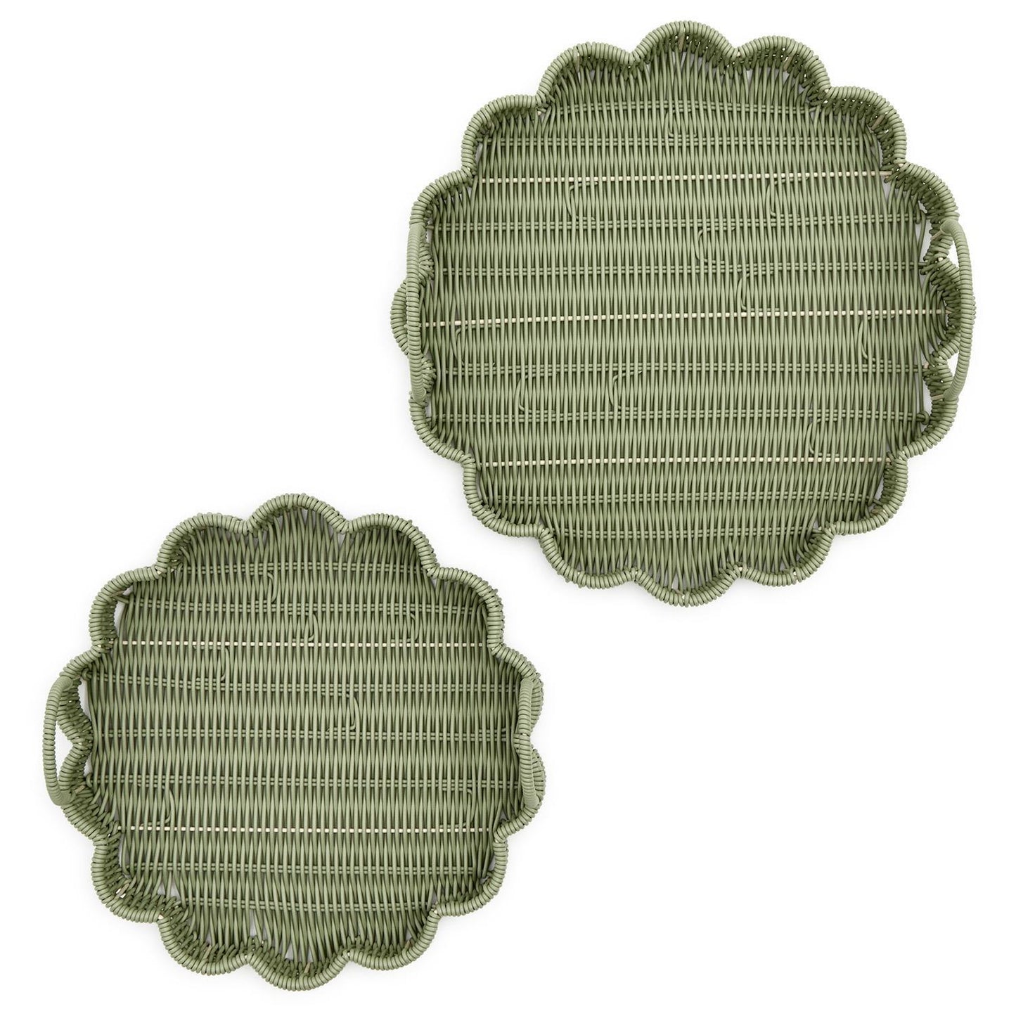 Round Scalloped Tray Large Green