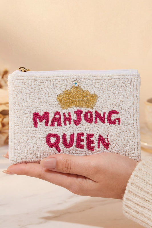 Fame Accessories Beaded Mahjong Coin Purse - Mahjong Queen