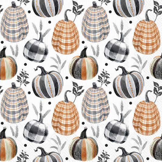 Napkins Cocktail, Pumpkins with Checks