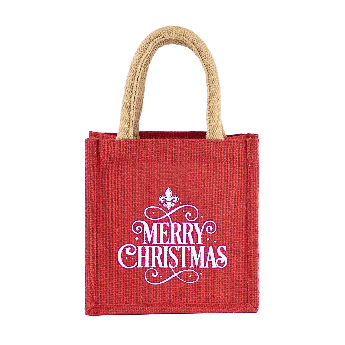 Merry Christmas Fleur Petite Gift Tote Red/White 7x7x5