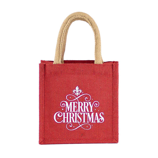 Merry Christmas Fleur Petite Gift Tote Red/White 7x7x5