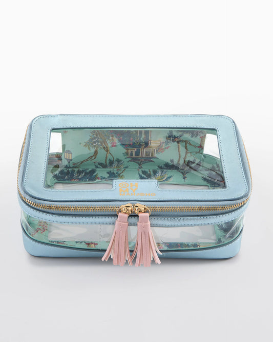 Metallic Lt  Blue Tile Storage Bag