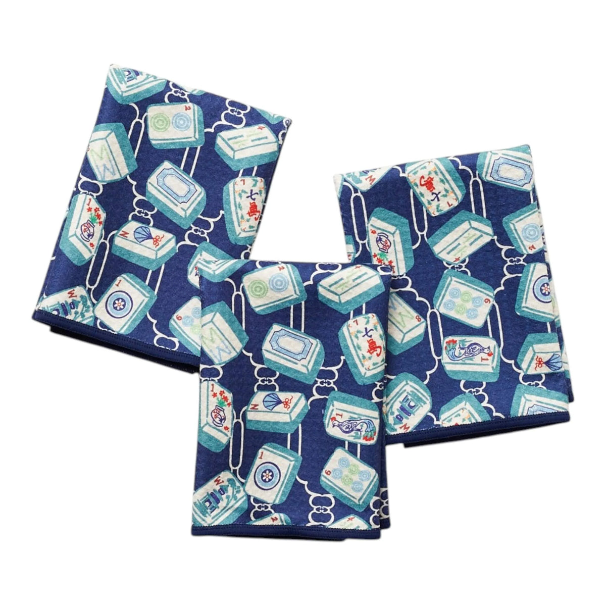 Mighty Mini Towel Reversible (Set of 3) - Mable Tan Mahjong Navy