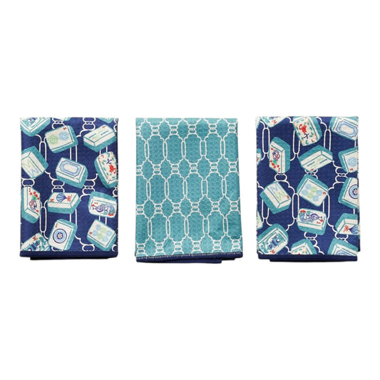 Mighty Mini Towel Reversible (Set of 3) - Mable Tan Mahjong Navy