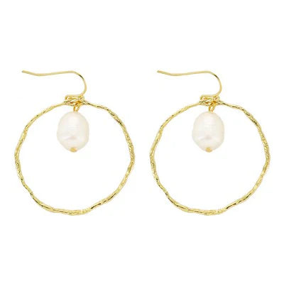 Meghan Browne Earrings: NOX Gold Hoop w/Pearl
