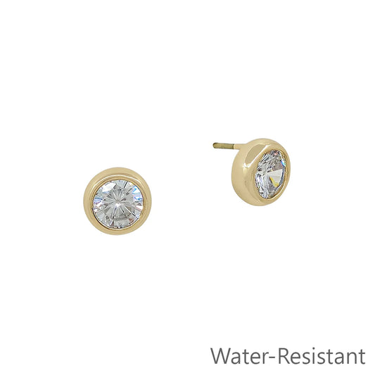 Earrings: ORI GC Gold Clear Stone Stud