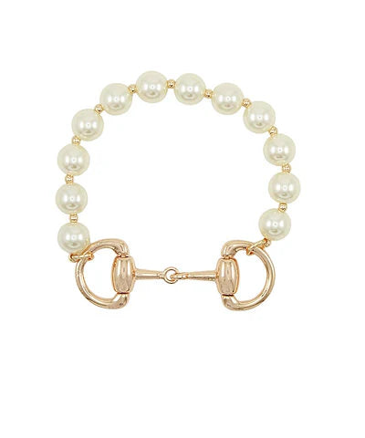 Pearl Bracelet w/Gold Equestrian Style