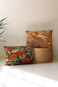 Embroidered Pillows w/Flowers Fall Colors