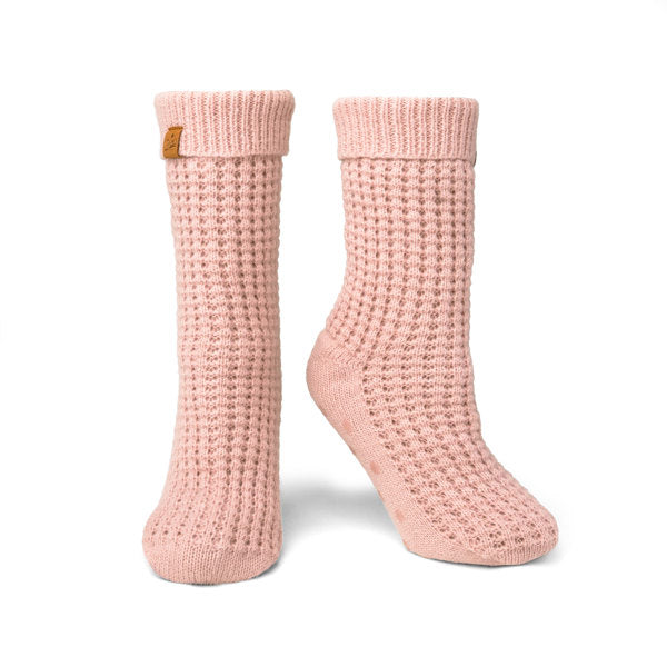 Britt's Knits Juneau Waffle knit Slipper Socks Pink
