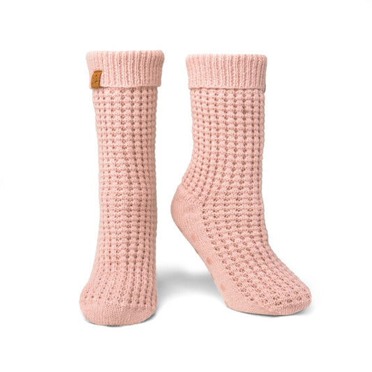 Britt's Knits Juneau Waffle knit Slipper Socks Pink