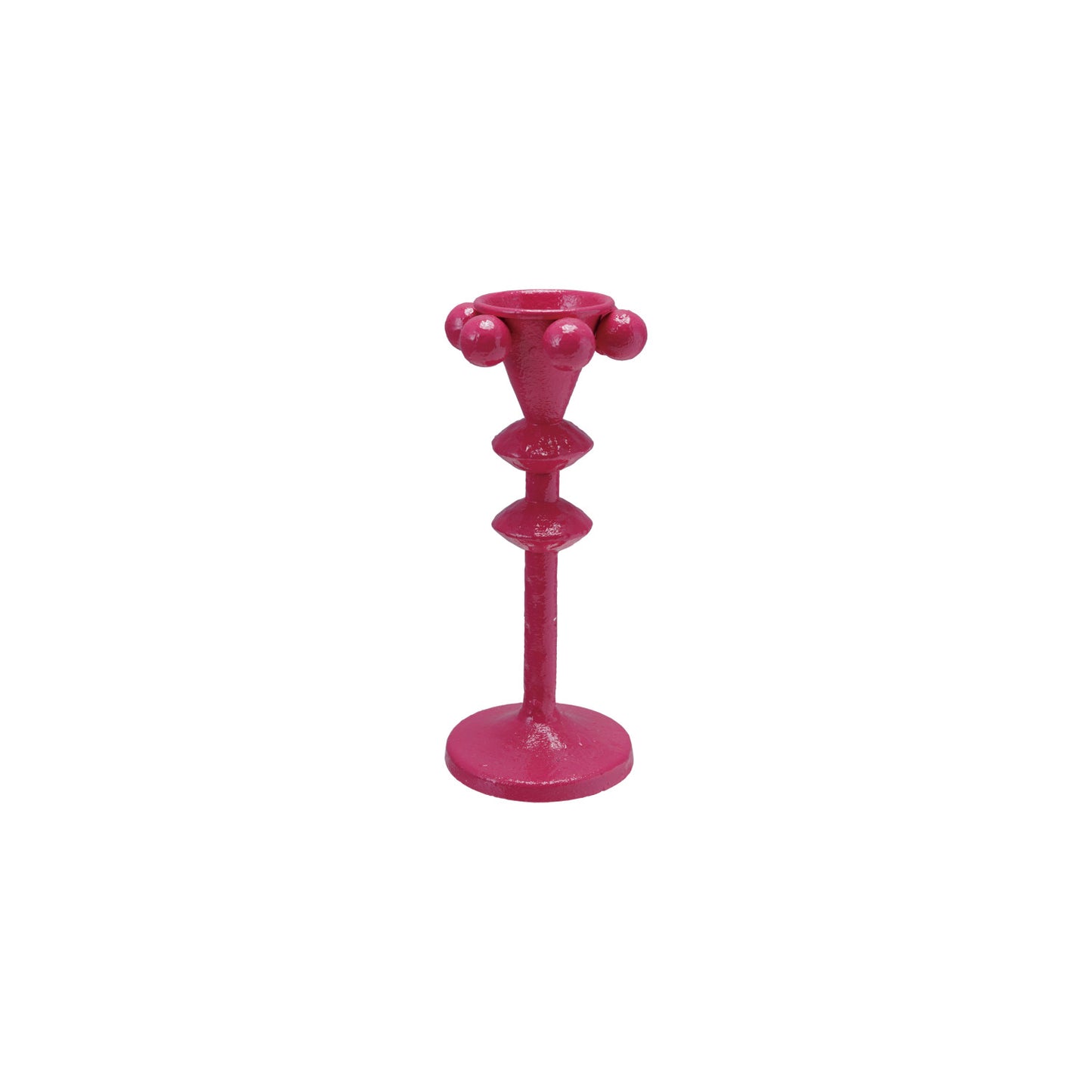 Pink Cast Iron Taper Holder w/Balls