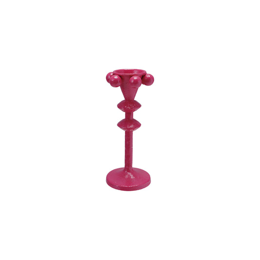 Pink Cast Iron Taper Holder w/Balls