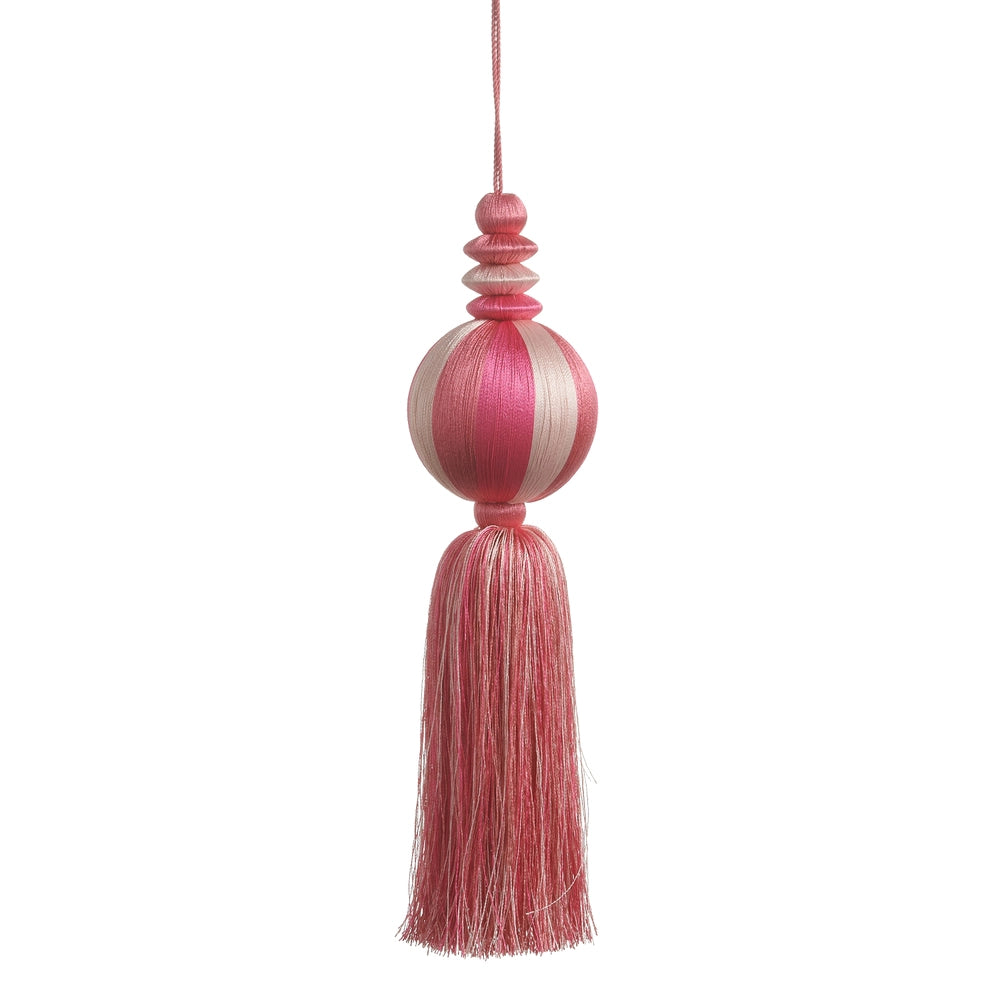 3 inch pink yarn tassel ball Christmas ornament
