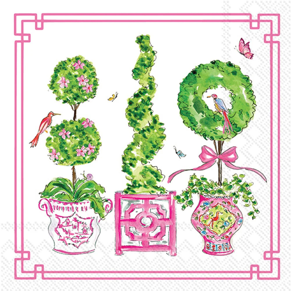 CKTL Napkin, Pink Topiaries