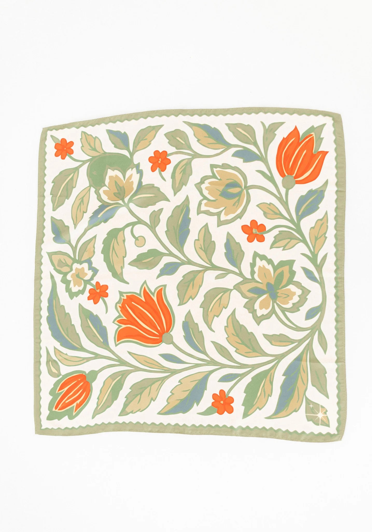 Poppy and Green Floral Scarf