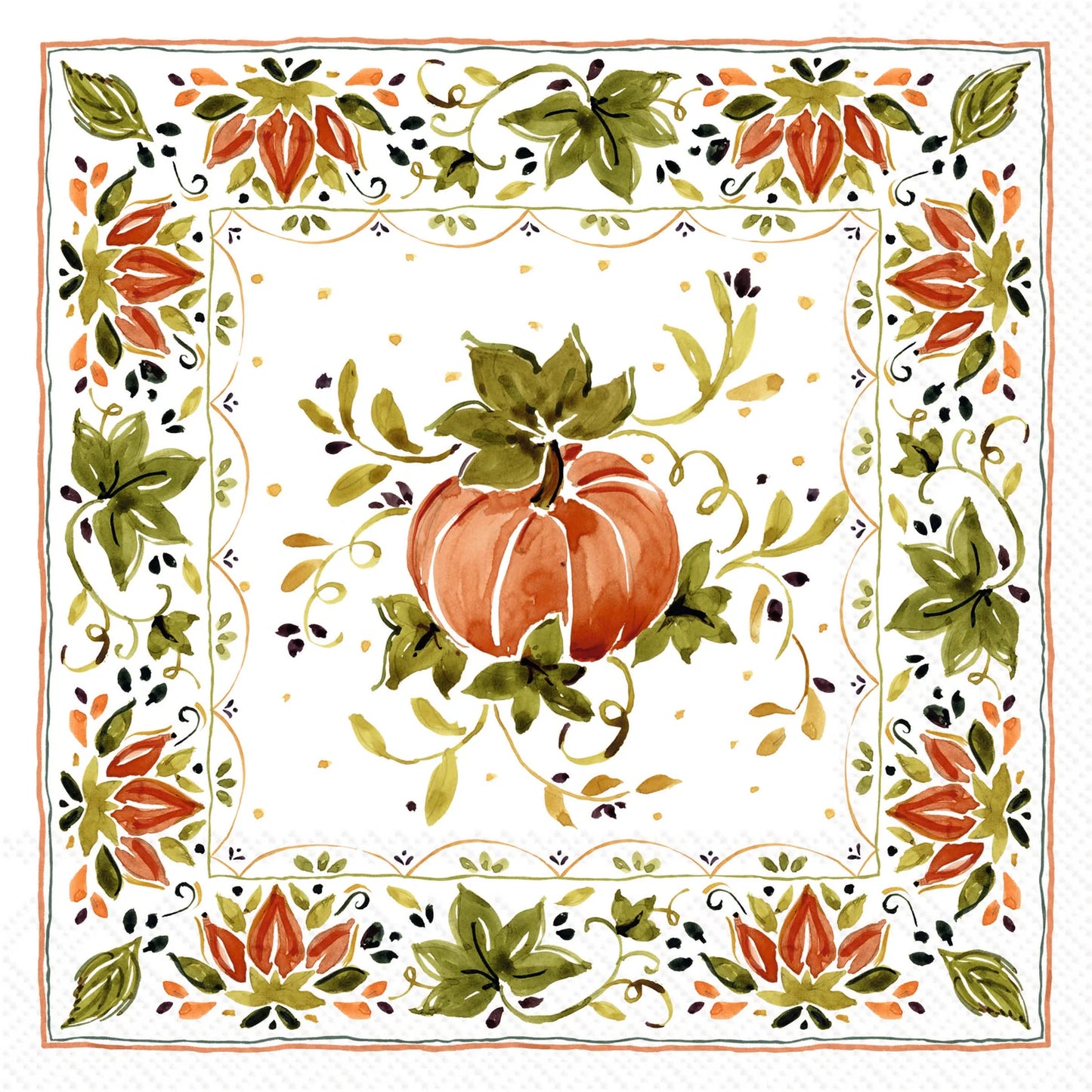 Lunch Napkin, Pumpkins with Ornaments