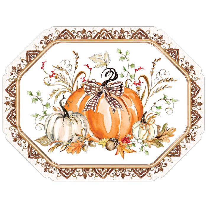Posh Die - Cut Placemat - Handpainted Fall Pumpkins