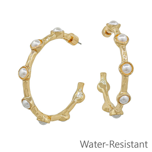 Meghan Browne Earrings: RYAN Gold Pearl