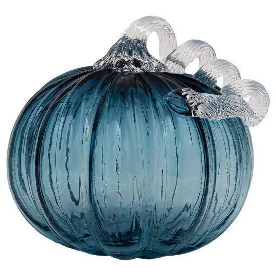 Savory Blue Glass Pumpkin LG