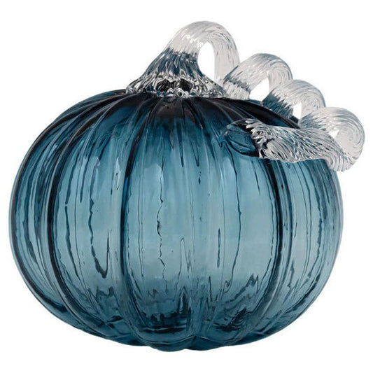 Savory Blue Glass Pumpkin LG