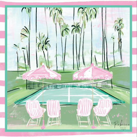 Rebecca Illustrated Mahjong Mat - Tennis in Paradise