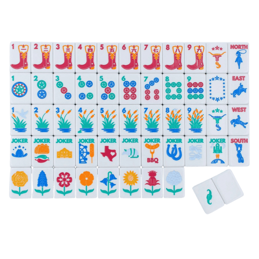 Mahjong Tile Set The Texas Series with Lone Star Flair - Mesquite White