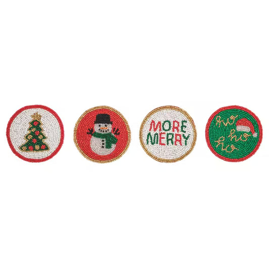 Tree Set Bead Holiday Coaster