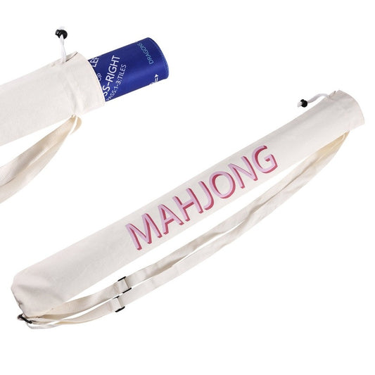 White Canvas Mahjong Travel Bag - Large Capacity Crossbody Storage Tote